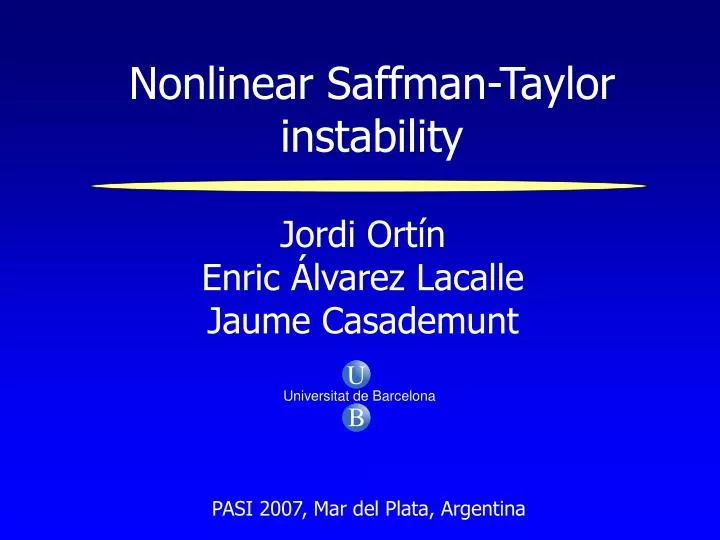 nonlinear saffman taylor instability