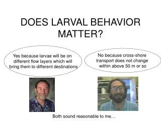 DOES LARVAL BEHAVIOR MATTER?