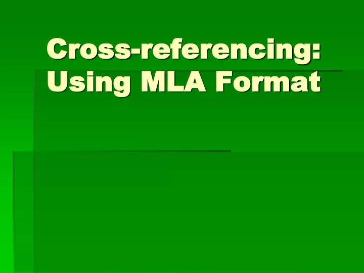 cross referencing using mla format