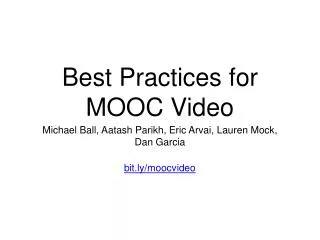 Best Practices for MOOC Video