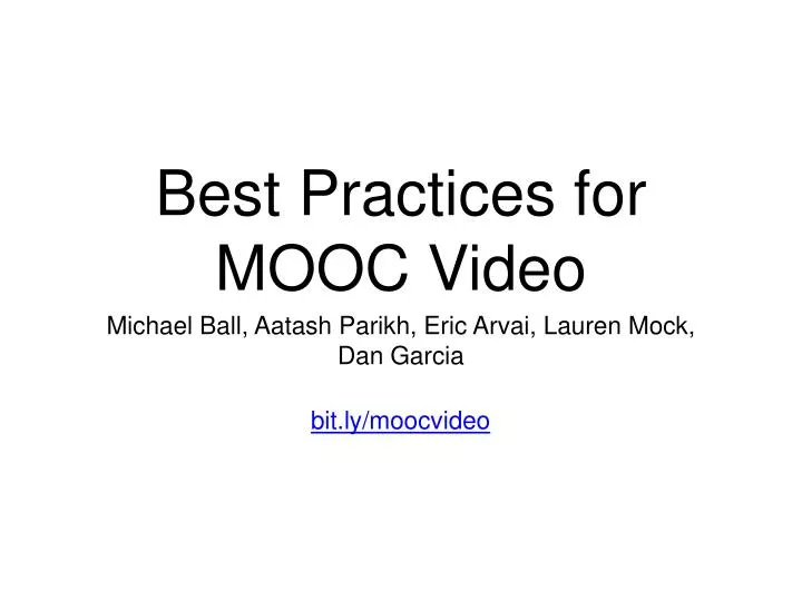 best practices for mooc video