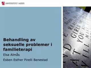 behandling av seksuelle problemer i familieterapi