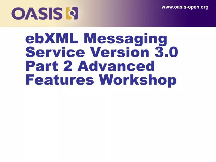 ebxml messaging service version 3 0 part 2 advanced features workshop