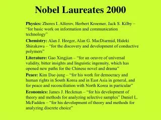 Nobel Laureates 2000