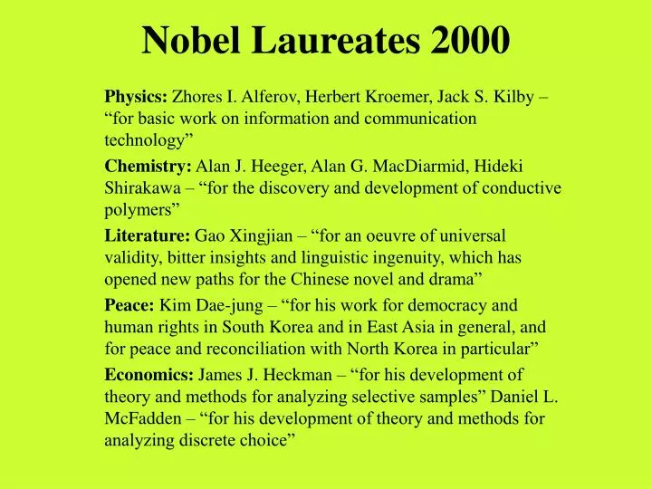 nobel laureates 2000