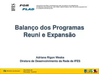 balan o dos programas reuni e expans o