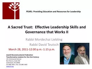 A Sacred Trust: Effective Leadership Skills and Governance that Works II