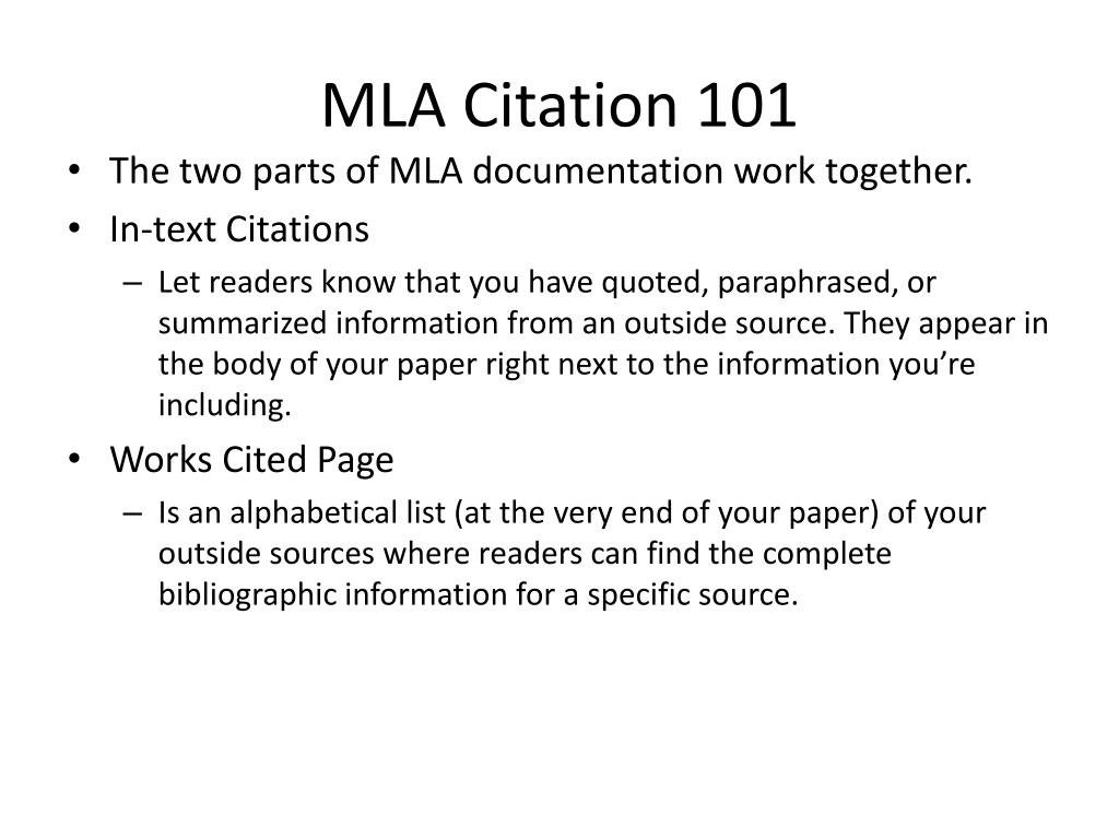 PPT - MLA Citation 101 PowerPoint Presentation, free download - ID:5377211