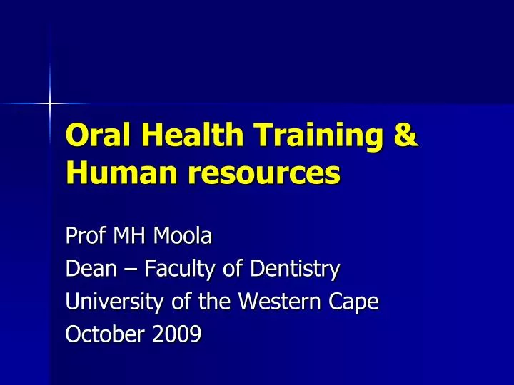 oral health training human resources