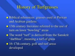 History of Turfgrasses