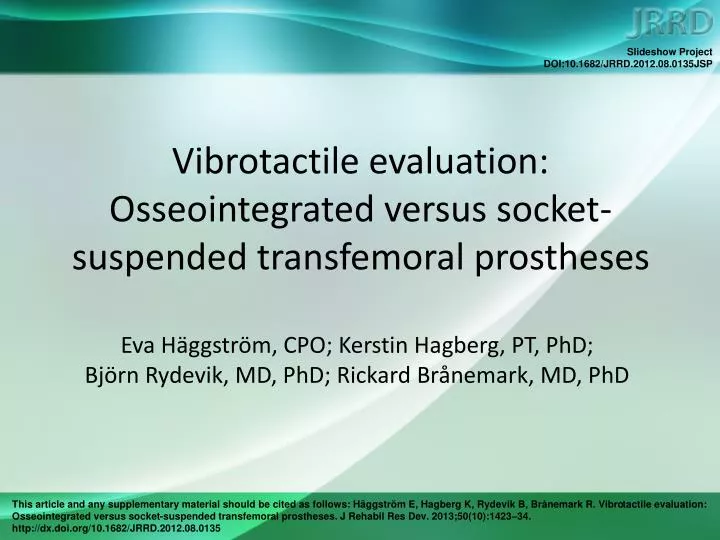 vibrotactile evaluation osseointegrated versus socket suspended transfemoral prostheses