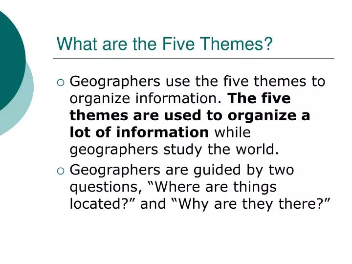 what are the five themes