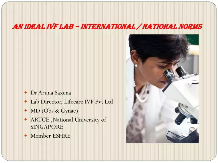 an ideal ivf lab international national norms