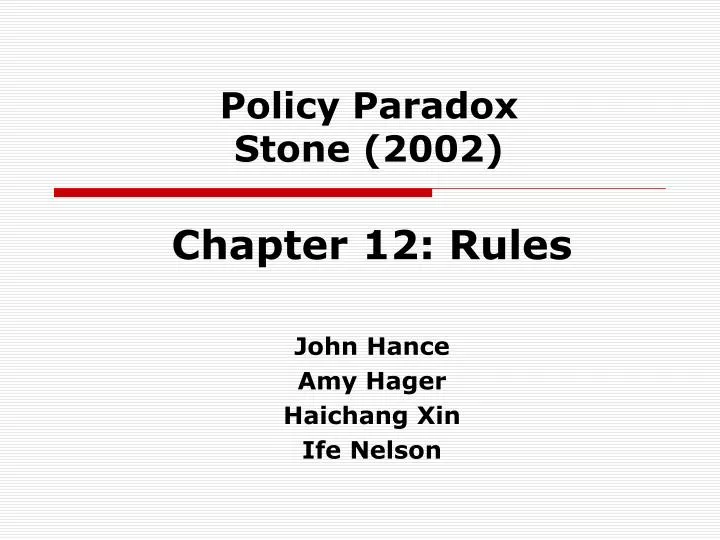 policy paradox stone 2002