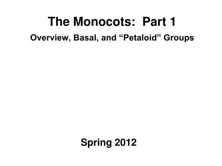 the monocots part 1 overview basal and petaloid groups
