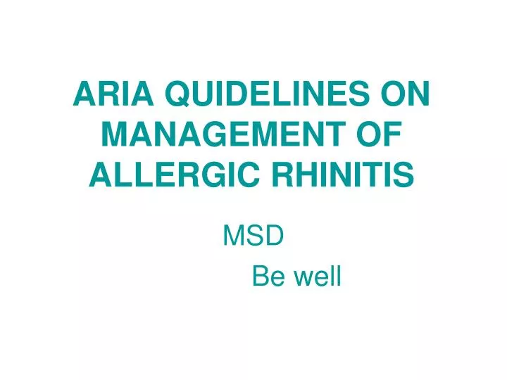 aria quidelines on management of allergic rhinitis