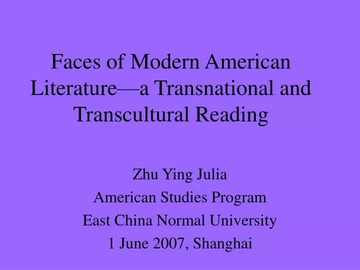 faces of modern american literature a transnational and transcultural reading