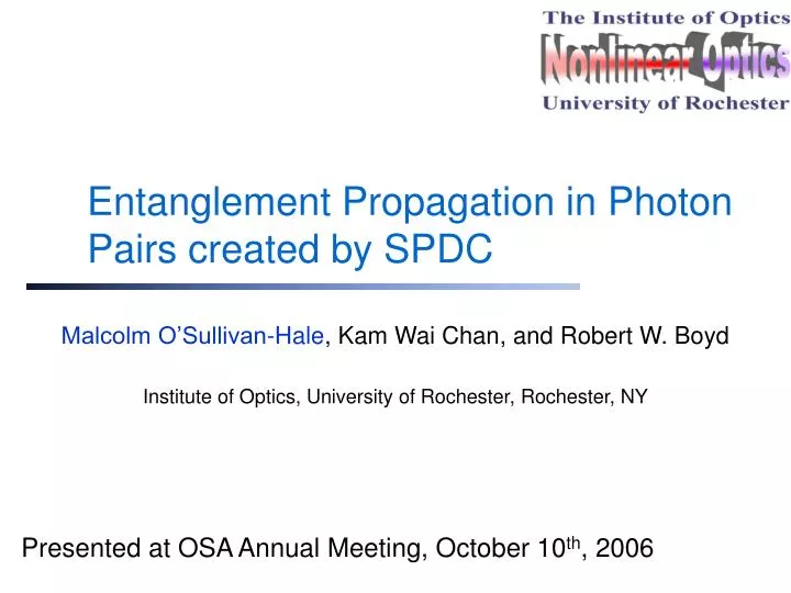 entanglement propagation in photon pairs created by spdc