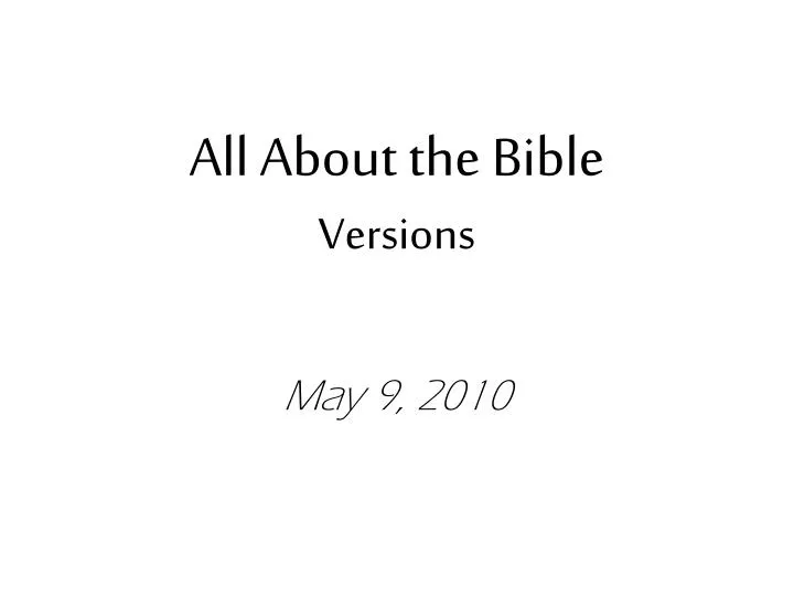 all about the bible versions