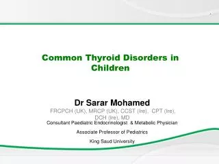 Common Thyroid Disorders in Children