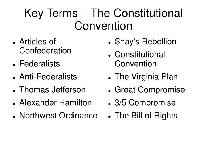 key terms the constitutional convention
