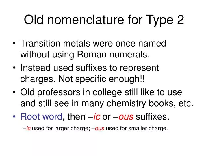 old nomenclature for type 2