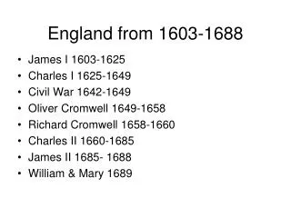 England from 1603-1688