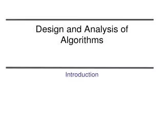 Design and Analysis of Algorithms