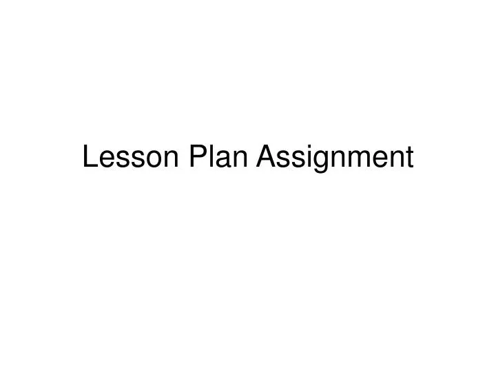 lesson plan assignment
