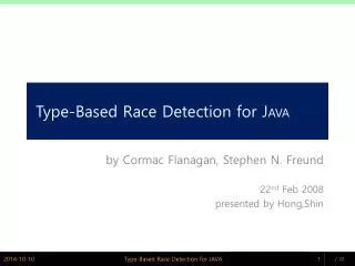 Type-Based Race Detection for J AVA