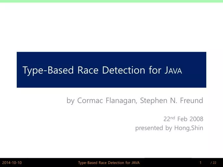 type based race detection for j ava
