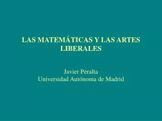 las matem ticas y las artes liberales javier peralta universidad aut noma de madrid