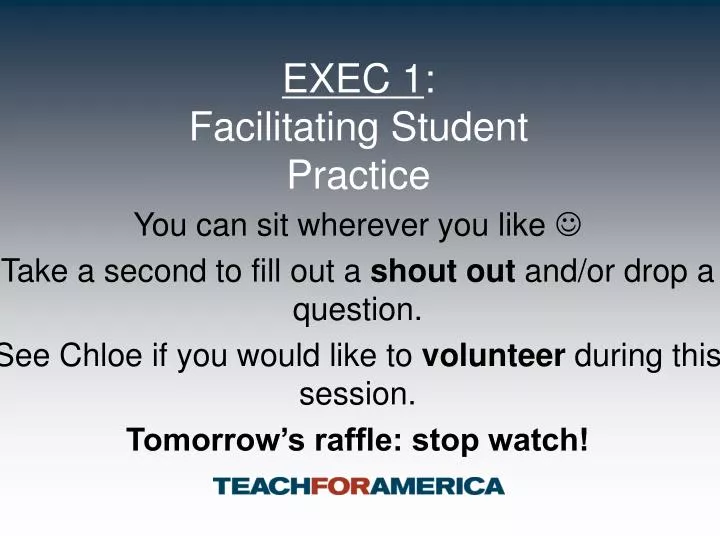 exec 1 facilitating student practice