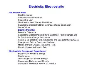 Electricity. Electrostatic