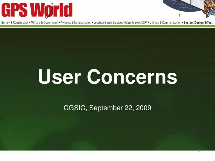 user concerns cgsic september 22 2009