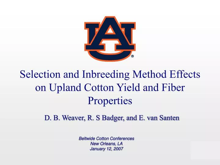 selection and inbreeding method effects on upland cotton yield and fiber properties