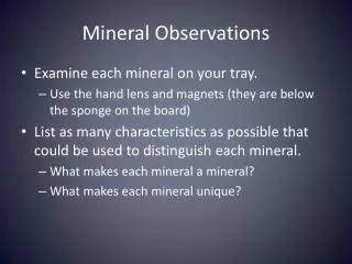 Mineral Observations