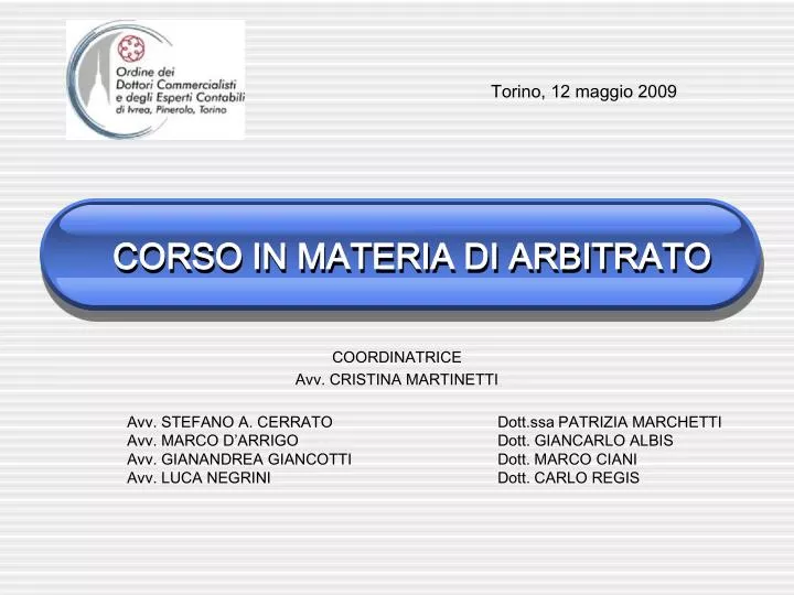 corso in materia di arbitrato