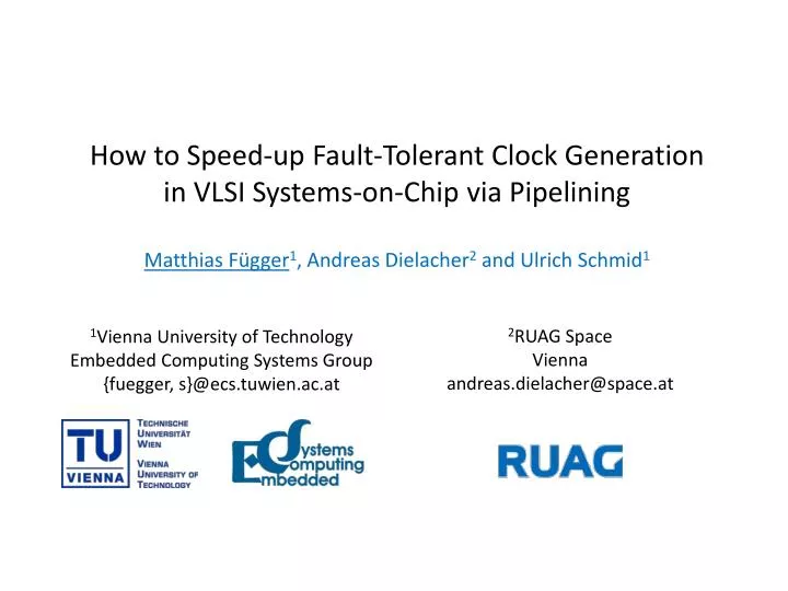 how to speed up fault tolerant clock generation in vlsi systems on chip via pipelining