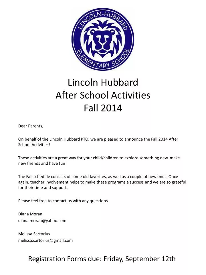 lincoln hubbard after school activities fall 2014