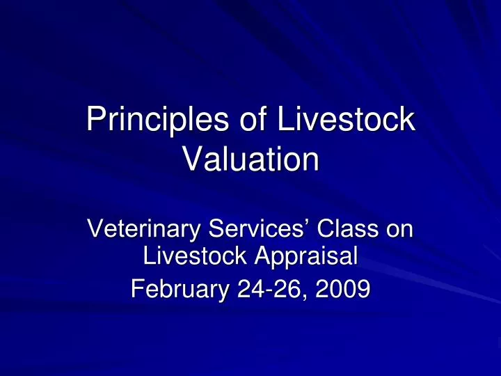 principles of livestock valuation