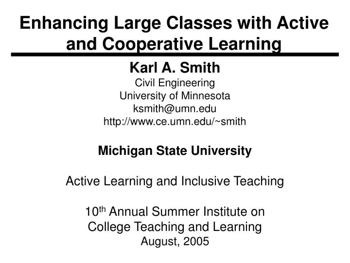 enhancing large classes with active and cooperative learning