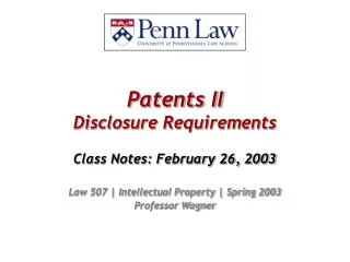 Patents II Disclosure Requirements