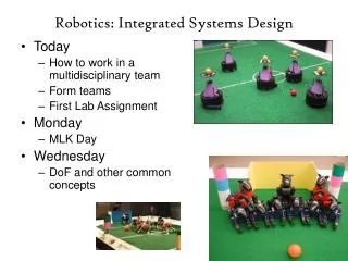 Robotics: Integrated Systems Design