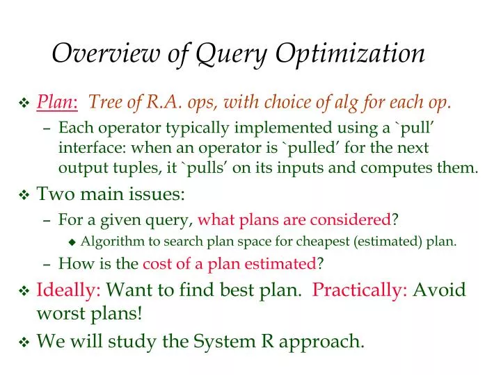 overview of query optimization