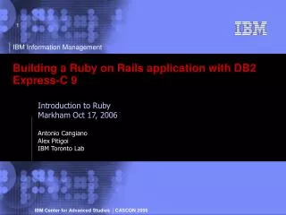 Building a Ruby on Rails application with DB2 Express-C 9