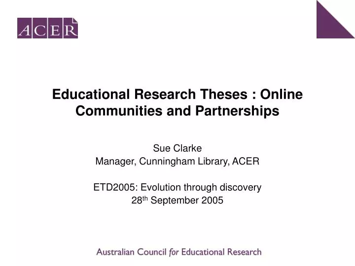 educational research theses online communities and partnerships