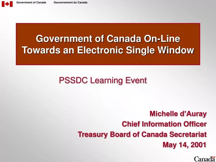 government of canada on line towards an electronic single window