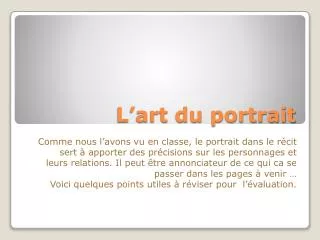 l art du portrait