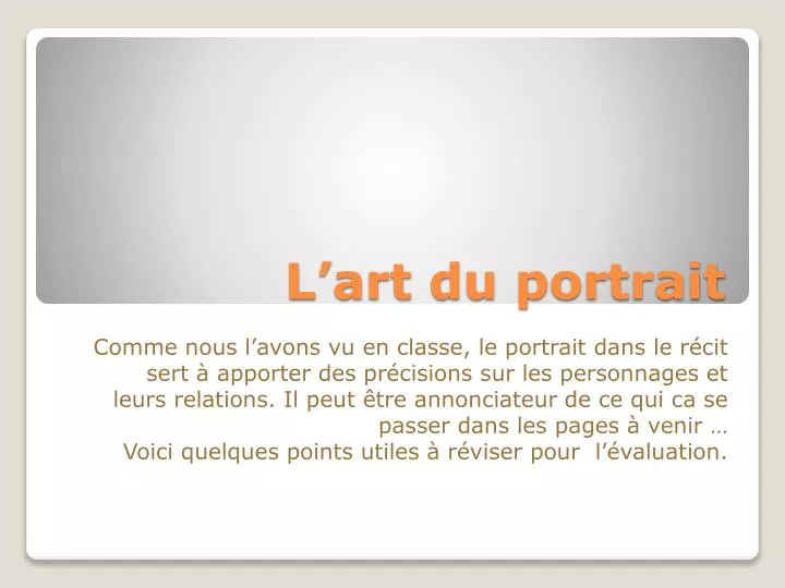 l art du portrait